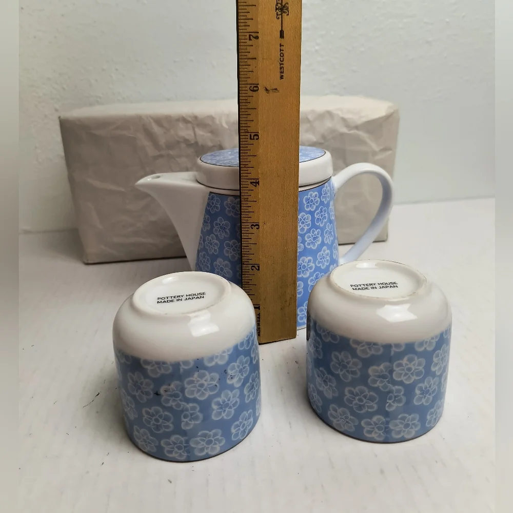 Pottery House Japanese Teapot Blue Floral Porcelain Tea Lover Made In Japan